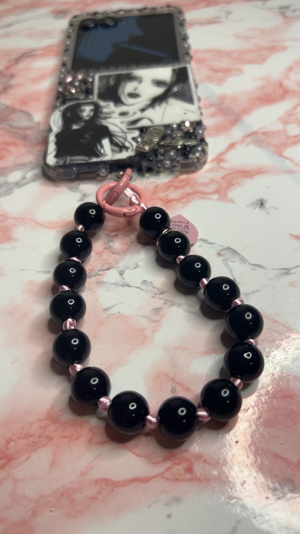 Classic Beaded Phone Charms 📿🖤