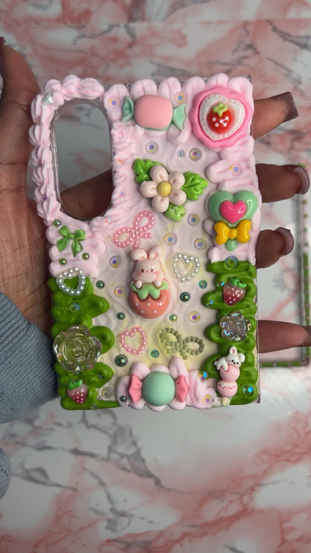 Strawberry Matcha Garden Decoden Case🍓🍵 | All Models Available